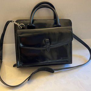 Vintage Franklin Covey black leather planner bag crossbody strap organizer